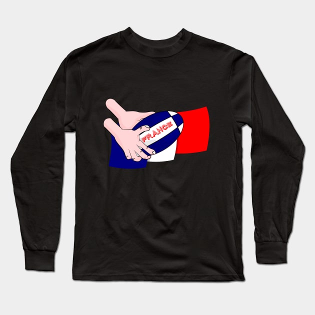 France Rugby Ball Flag Long Sleeve T-Shirt by mailboxdisco